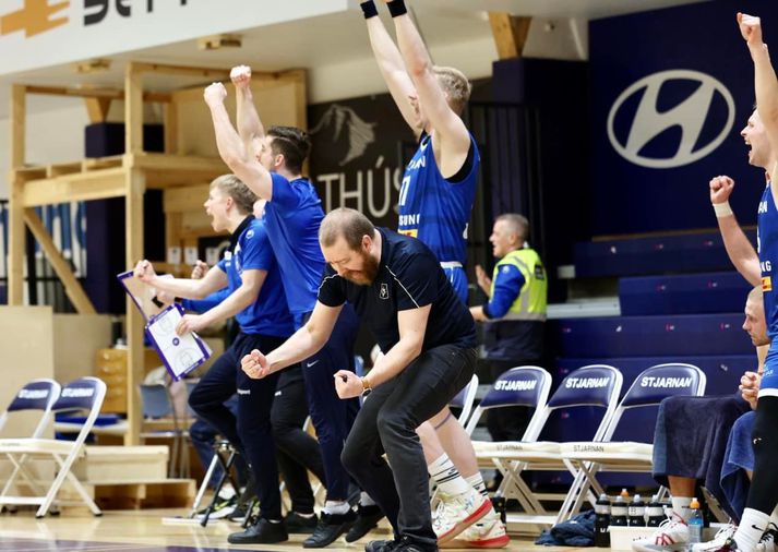 Stjörnumenn fögnuðu vel og innilega þegar sigurinn var í höfn.