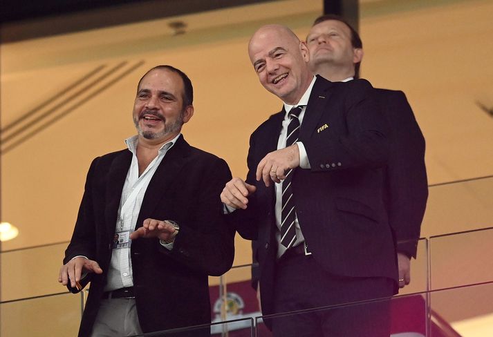 Prins Ali bin Hussein er forseti fótboltasambands Jórdaníu og jafnframt meðlimur konungsfjölskyldu landsins. Hann er hér ásamt Gianni Infantino, forseta FIFA.