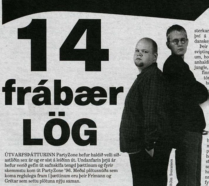 Grétar og Frímann í umfjöllun Morgunblaðsins um plötuna sunnudaginn 20. október árið 1996.