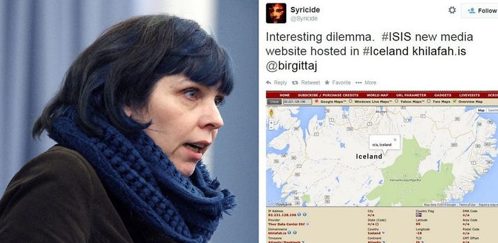 Birgitta Jónsdóttir, þingmaður og kafteinn Pírata, benti á tilvist síðunnar khilafah.is á Twitter í morgun.