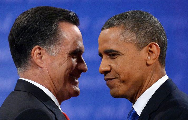 Romney og Obama Síðustu kappræðurnar skipta vart sköpum þótt staða Obamas hafi skánað.Fréttablaðið/AP