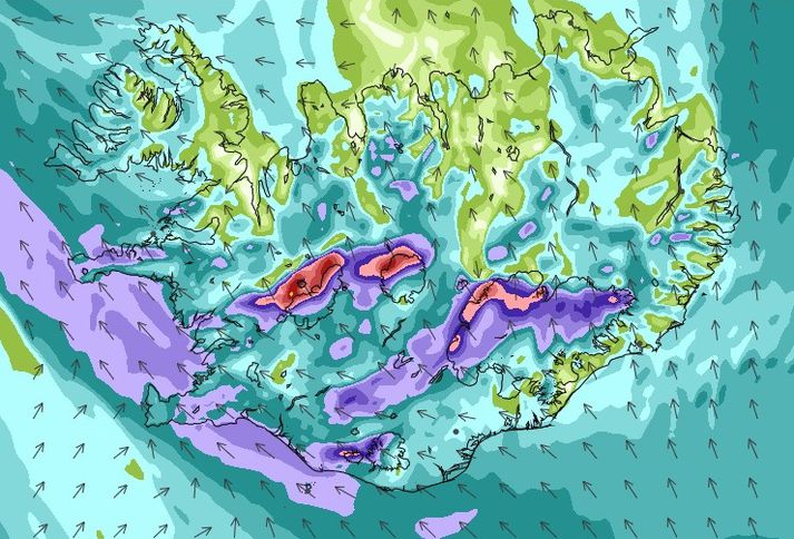 Veðurstofan gerir ráð fyrir því að það geti orðið hvasst á landinu aðfaranótt föstudags.