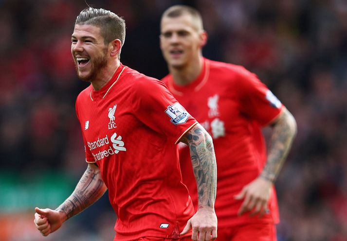 Moreno fagnar marki sínu í dag.