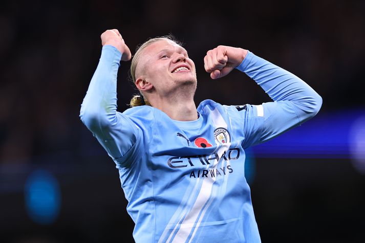 Erling Haaland hefur skorað þrettán mörk í fyrstu tíu umferðum ensku úrvalsdeildarinnar.