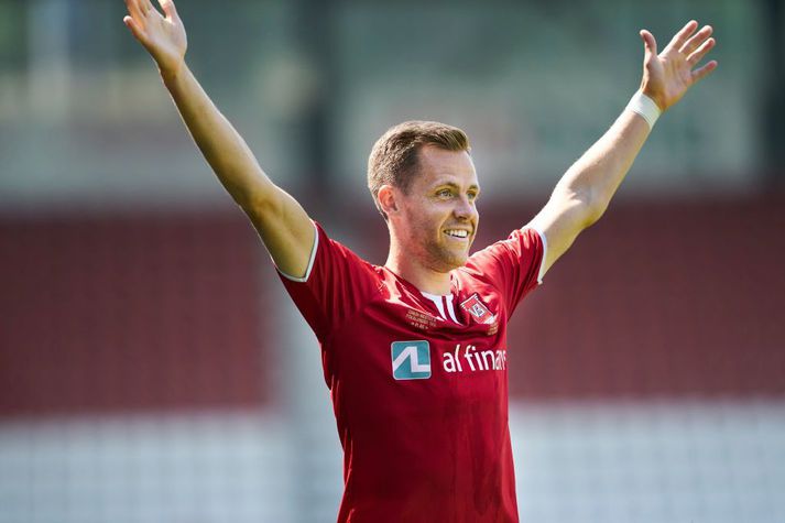 Kjartan Henry Finnbogason varð markakóngur 1. deildar og kom Vejle upp í úrvalsdeild í fyrra, en var svo farinn frá félaginu skömmu síðar eftir ósætti.