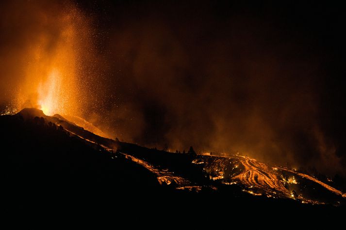 Aukinn kraftur er í eldgosinu á La Palma.