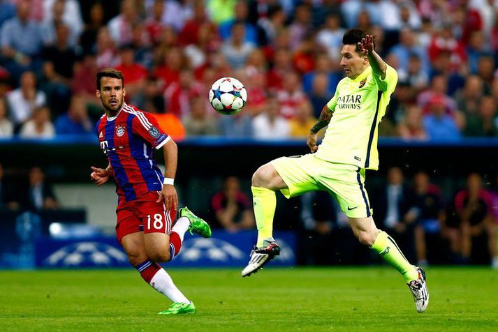 Lionel Messi í leik með Barcelona á móti Bayern München í Meistaradeildinni fyrir nokkrum árum síðan.