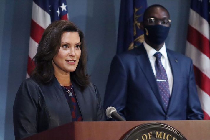 Gretchen Whitmer, ríkisstjóri Michigan. Hópur manna vildi ræna henni og rétt yfir henni fyrir landráð.