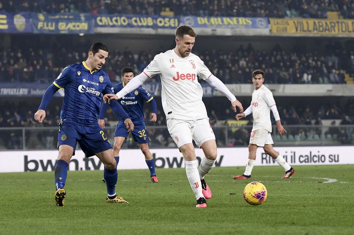 Ramsey í leiknum gegn Verona í gær sem Juventus tapaði, 2-1.