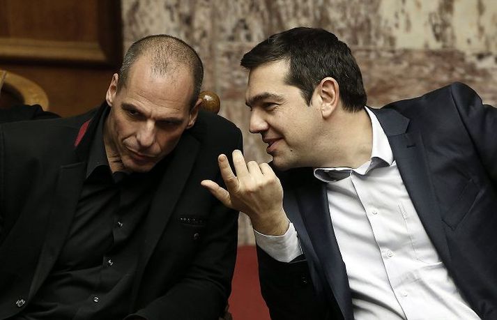 Janis Varúfakis og Alexis Tsipras Fjármálaráðherra og forsætisráðherra nýju grísku vinstristjórnarinnar.