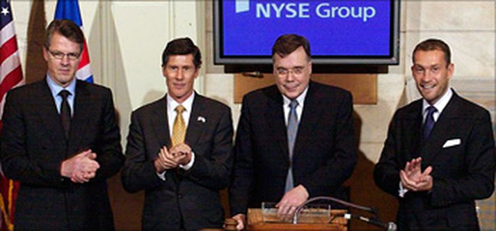 Þórður Friðjónsson, John Thain, forstjóri NYSE, Geir Haarde og Björgólfur Thor