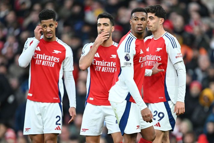 Leikmenn Arsenal náðu sér ekki á strik gegn Everton í dag.