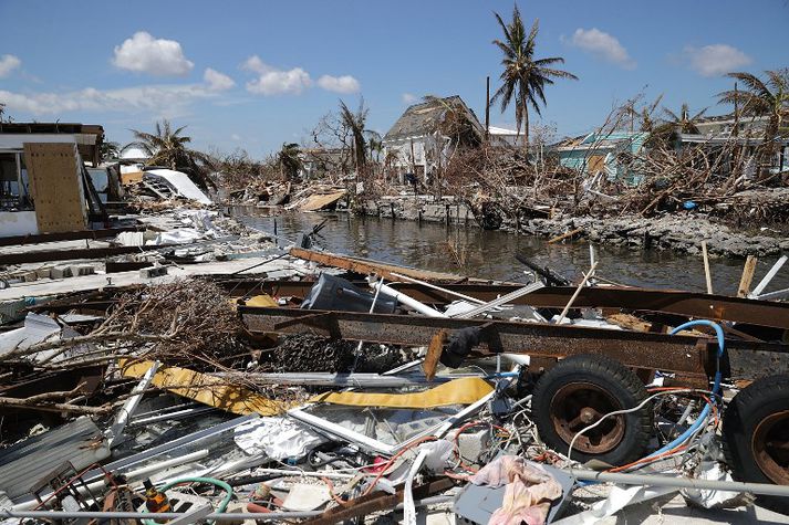 Irma olli mikilli eyðileggingu á Florida Keys, láglendum eyjaklasa suðvestur af Flórídaskaga.