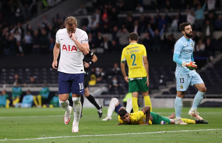 Harry Kane skoraði tvö mörk fyrir Tottenham í kvöld.