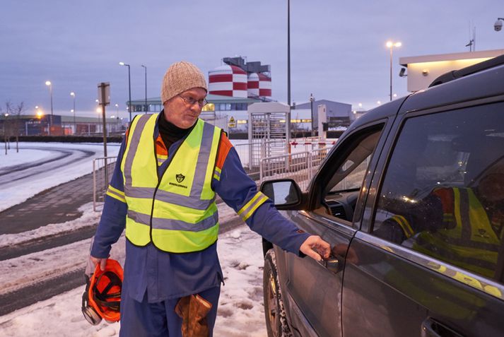 Verkfallsvörður að störfum.