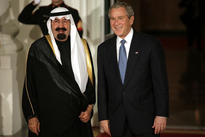 Abdullah bin Abdulaziz á góðri stundu með George W. Bush.