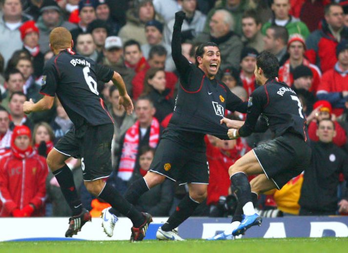Carlos Tevez skoraði eina mark leiksins í dag.