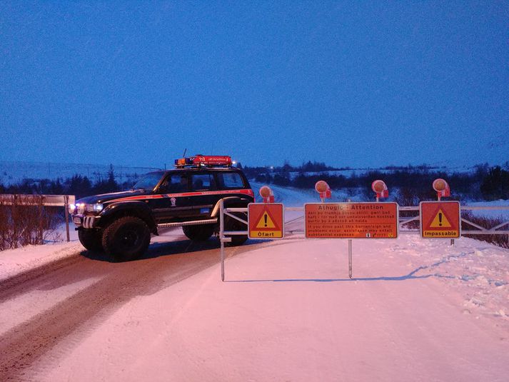 Lokað var fyrir umferð um Mosfellsheiði í morgun. Myndin er úr safni.