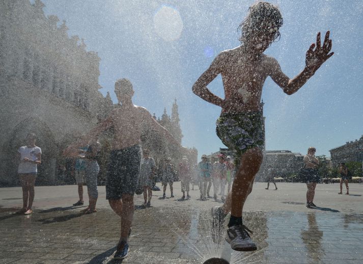Hitinn fór í 37 gráður í pólsku borginni Krakow fyrr í vikunni.