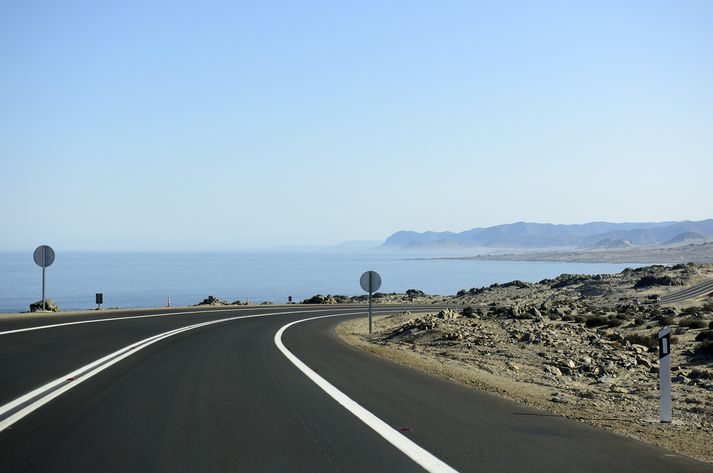 Ströndin nokkru suður af hafnarborginni Coquimbo í Chile.