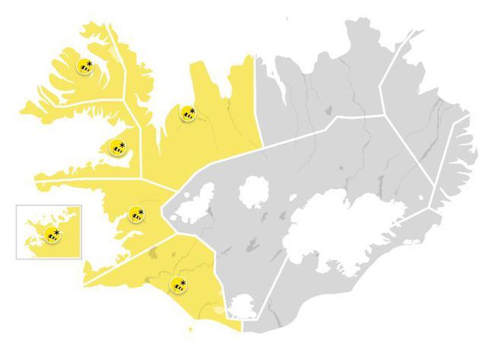 Gul veðurviðvörun tekur gildi um klukkan tíu á öllu vestanverðu landinu.