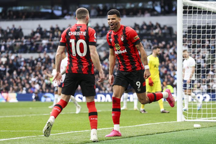 Dominic Solanke fagnar marki sínu í dag.
