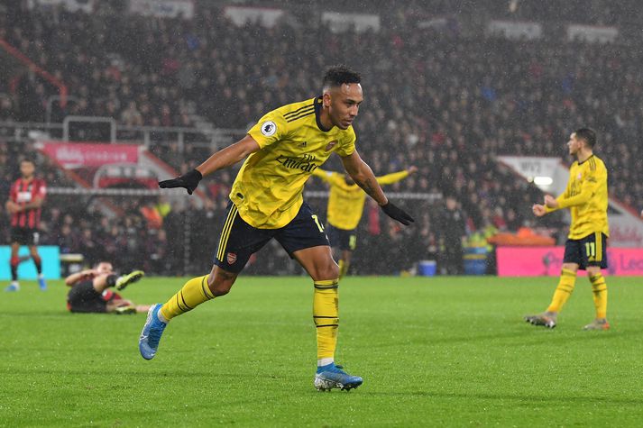 Aubameyang skoraði fyrsta mark Arsenal undir stjórn Arteta.