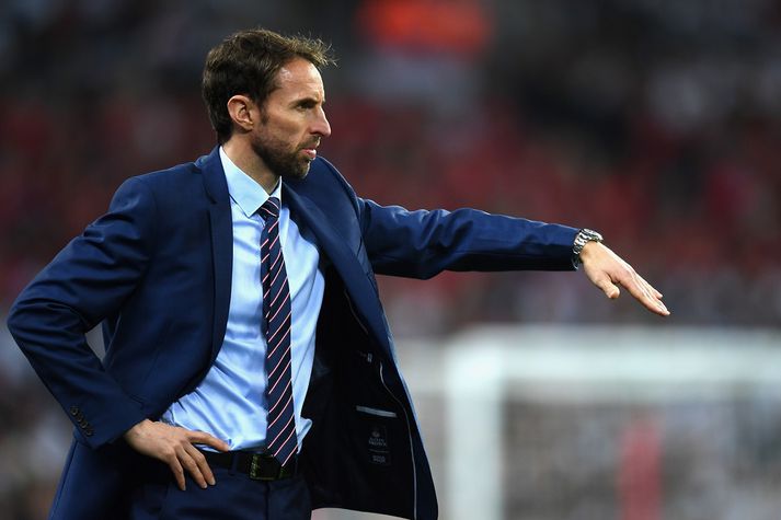 Southgate á hliðarlínunni í leik Englands og Spánar á þriðjudaginn.