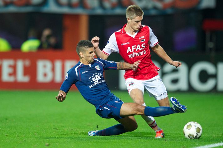 Guðlaugur Victor í leiknum í kvöld.