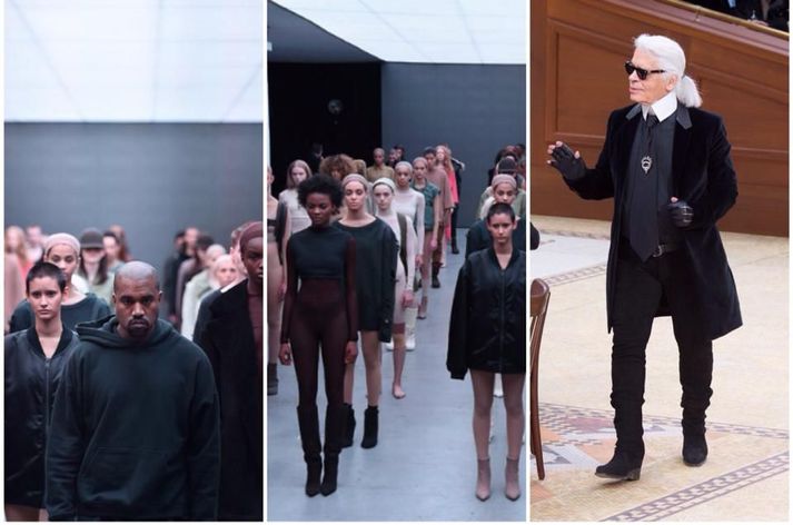 Kanye West og Lagerfeld á tískuvikunum.