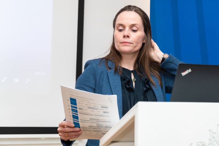Katrín Jakobsdóttir kynnti innihald nýrrar aðgerðaáætlunar í loftslagsmálum ásamt umhverfisráðherra, samgönguráðherra og fjármálaráðherra í dag.