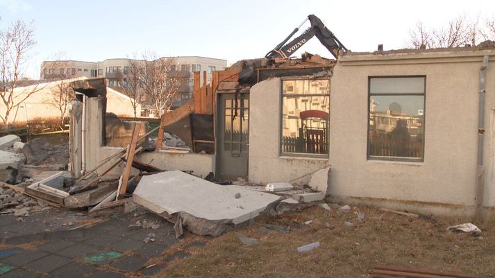 Svona var umhorfs þegar tökumann Sýnar bar að garði. 