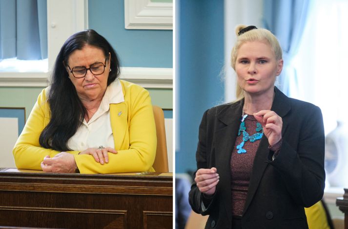 Hildur Sverrisdóttir var meðal stjórnarandstöðuþingmanna sem saumuðu að Ingi í morgun.