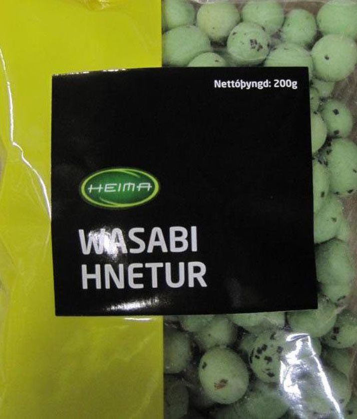 Wasabihnetur í 200 gramma pokum frá Heima hafa verið kallaðar inn