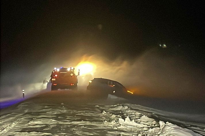 Frá vettvangi í Öræfum á Suðausturlandi í gær.