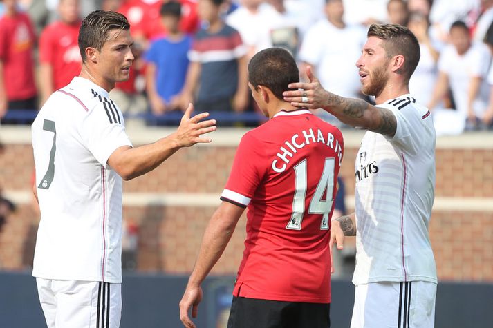 Sergio Ramos hefur örugglega heyrt margt gott um Manchester United frá þeim Cristiano Ronaldo og  Javier "Chicharito" Hernandez.