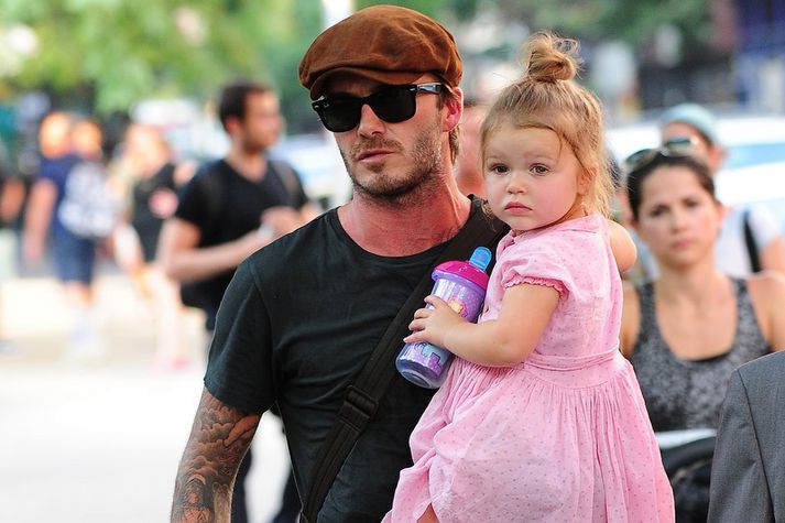 David Beckham og dóttir hans Harper Beckham.