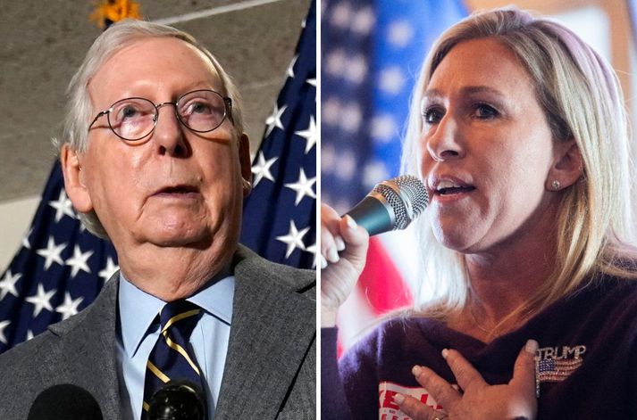 Mitch McConnell og Marjorie Taylor Greene.