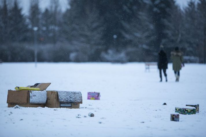 Fjölmargir skjóta upp flugeldum á gamlárskvöld og þeir koma allir niður aftur.