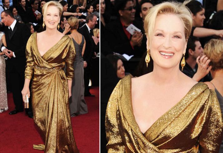 Meryl Streep á rauða dreglinum í nótt.