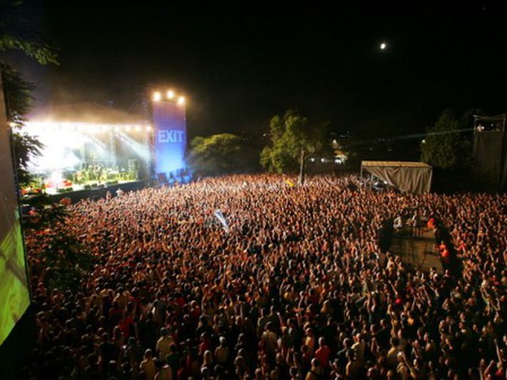Frá tónlistarhátíðinni Exit Festival í borginni Novi Sad norðan af Belgrad, höfuðborg Serbíu.