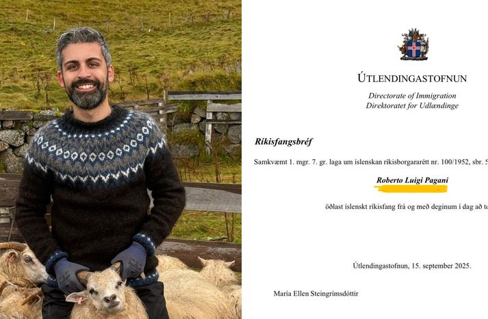 Roberto fagnar því að vera orðinn íslenskur ríkisborgari.