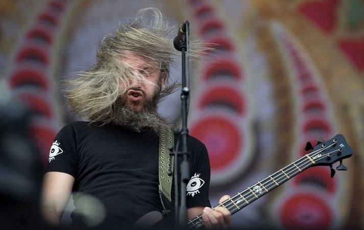 Troy Sanders, bassaleikari og einn söngvara, á tónleikahátíðinni PinkPop í fyrra