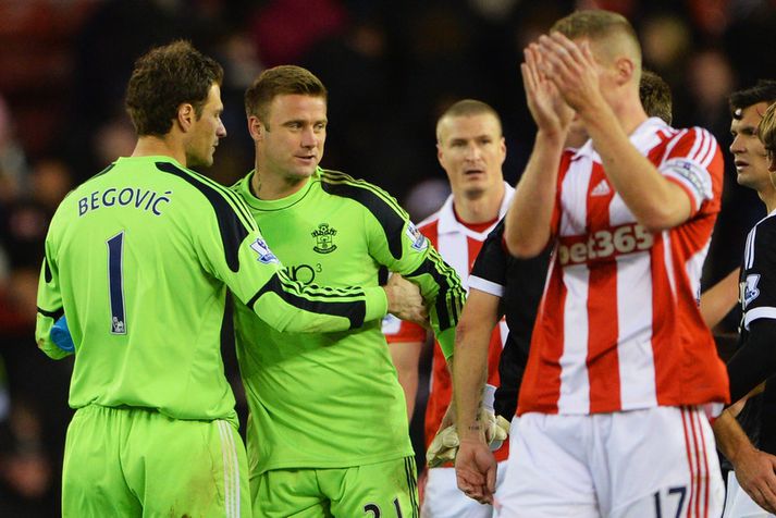Asmir Begovic og Artur Boruc eftir leikinn.