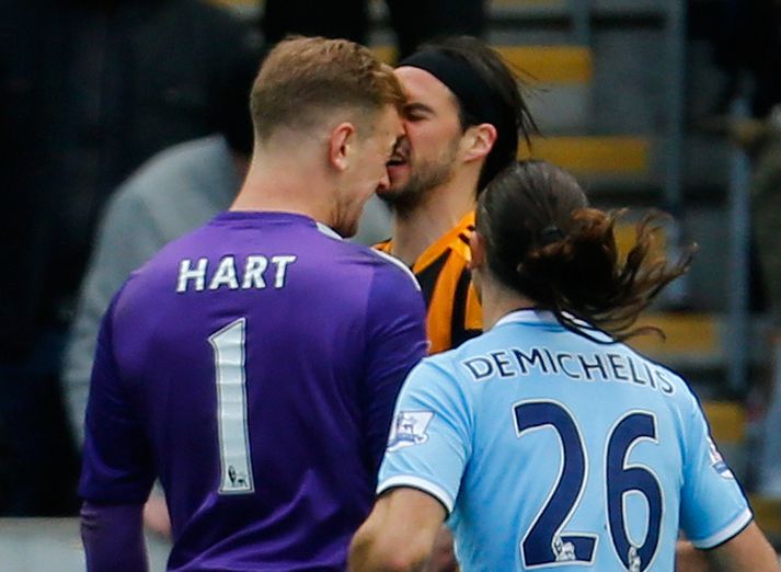 Joe Hart og George Boyd tókust á um síðustu helgi.