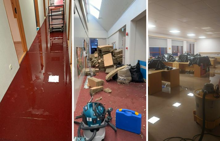 Töluvert vatn lak á gólfið.