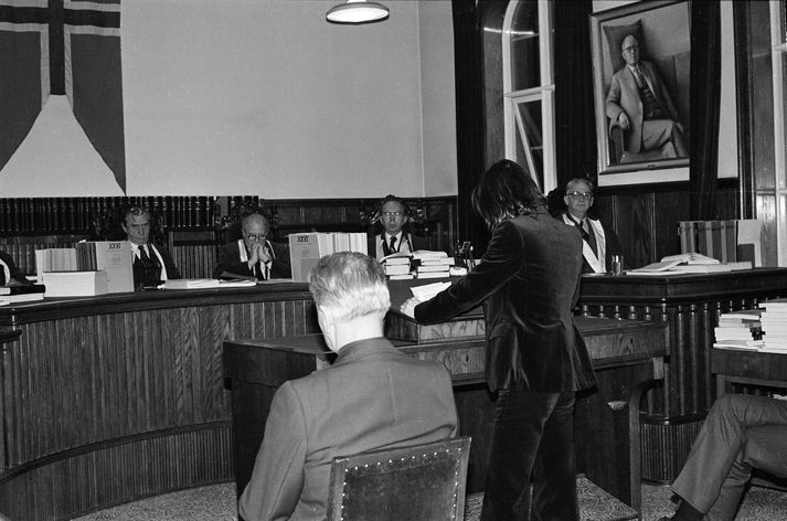 Sævar Ciesielski heldur ræðu fyrir Hæstarétti árið 1980.