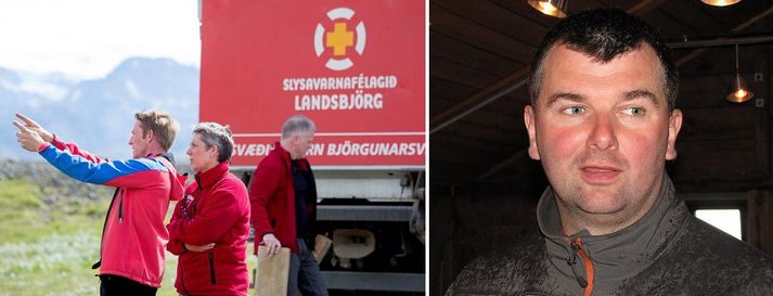 Björgunarfélag Hornafjarðar leitaði að manninum í nótt. Friðrik, t.h., formaður félagsins, var ekki alveg sáttur við manninn.