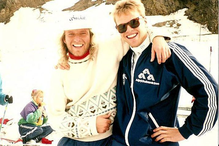 Fyrrum skíðakennararnir Eyjólfur Kristjánsson og Gunnar Grímsson í Kerlingarfjöllum árið 1988.