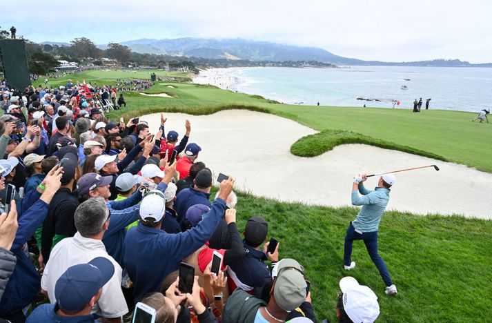 Jordan Spieth var í vandræðum í gær